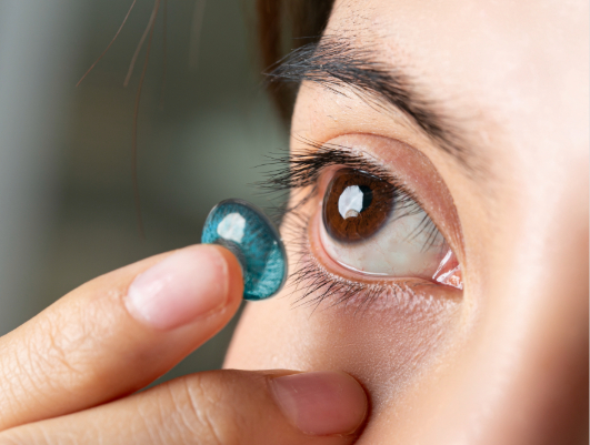 Professional contact lens fitting service at Naas Optical UAE